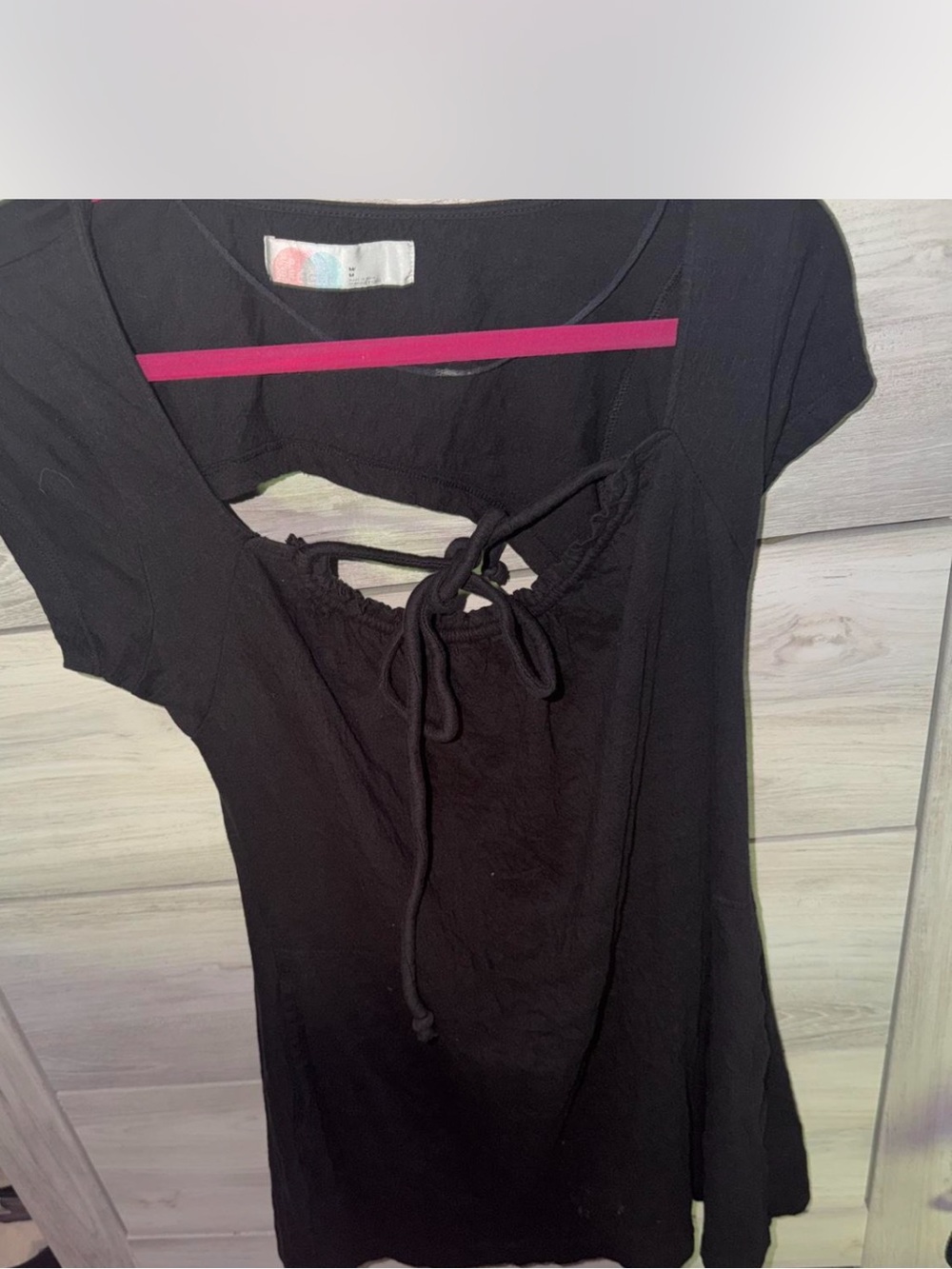 Free people Black Tie-Front Short Sleeve dress